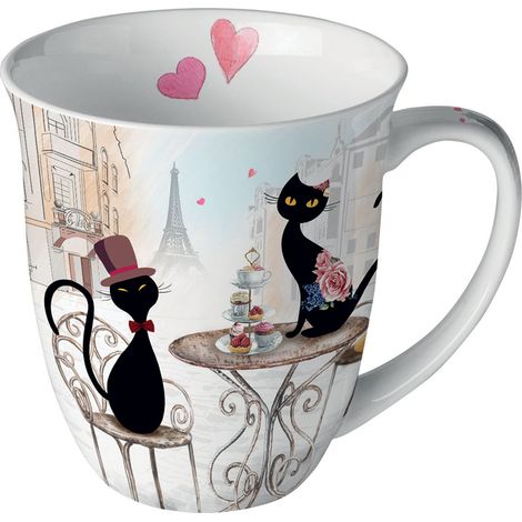 Mug chats parisiens en porcelaine fine 400 ml