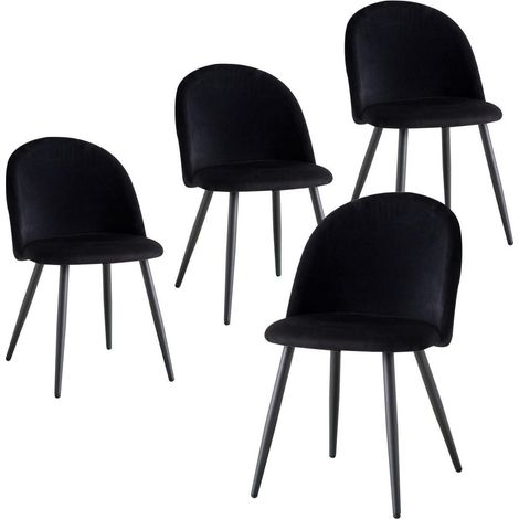 Esszimmerstühle 4er-Set Samt mit Rückenlehne, schwarz (1/5)