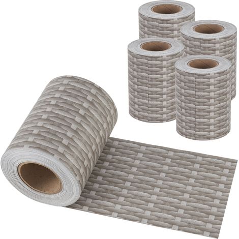 Lot de 4 bandes de brise-vue PVC 140 m x 19 cm 26,6 m² gris avec aspect rotin (1/4)