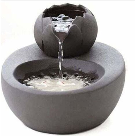 [NEVER USED] Water fountain - Ceramic - With vertical lotus and automatic filter - Ideal for cats and pets - black