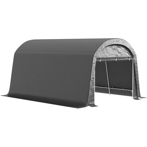 Abri à vélo Outsunny, imperméable et avec porte, protection anti-poussière, idéal pour la maison, l'extérieur, le jardin ou la cour, 300 x 450 x 230 cm, gris foncé