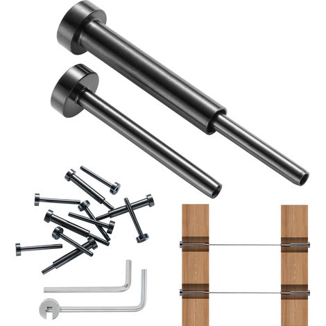 Mophorn 40 pezzi Kit ringhiera cavo invisibile, ricevitori in acciaio inox T316 da 3,2 mm e terminali perno pressato per pali in legno/metallo, ferramenta per ringhiera cavo, nero
