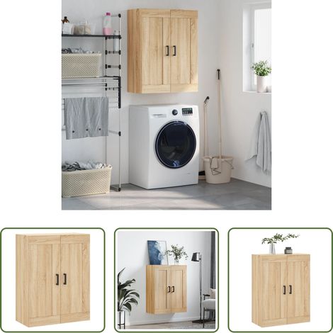 Holzschrank - Wandschrank Sonoma-Eiche 69,5x34x90 cm Holzwerkstoff (1/5)