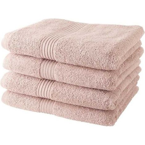 TODAY Lot de 4 Serviettes de Bain 100% coton - 50x100 cm - Rose des sables (1/2)