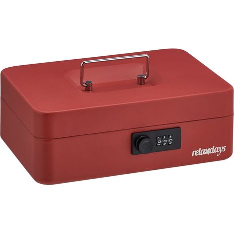 Caja de dinero segura compartimentada para monedas 20 x 10 x 10 cm de acero rojo 130012170 (1/5)
