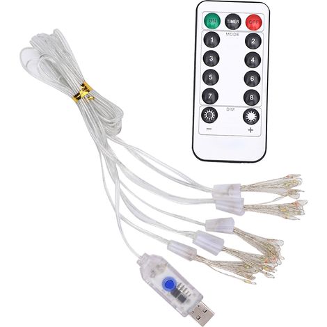 Guirlande LED Cuivre 1,5m 50 Lumières Multicolores Télécommande USB 8 Modes (1/5)