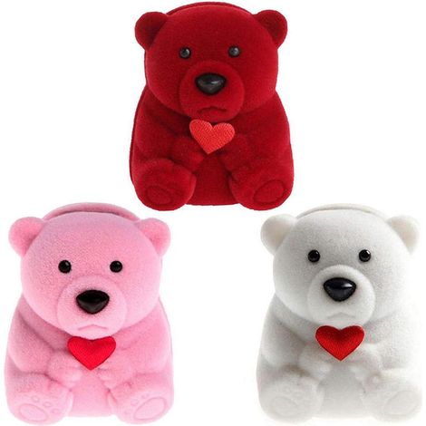 Schmuckkästchen in Bärenform, Ringbox aus Samt, Geschenkbox für Heiratsantrag, Verlobung oder Hochzeit. (1/4)