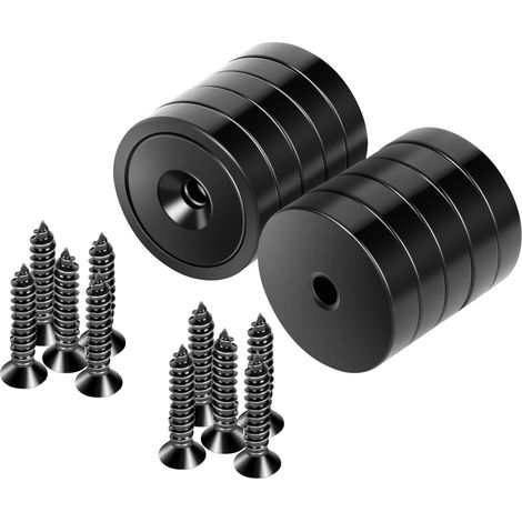 Lot de 10 aimants de 25 mm de diamètre, parfaits pour mur en bois, tableau blanc, porte, maison, cuisine, bureau (noir) (1/5)