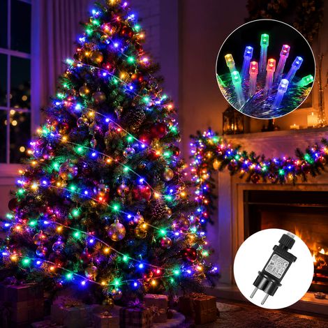 HEMVOR Guirlande lumineuse LED 50 m 400 LED, 8 modes, minuterie et mémoire, fil transparent, multicolore (1/4)