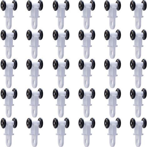 30pcs Glisseur Rail Rideaux Roulette Crochet Roue Rideaux Coulissant Poulie pour Fenêtre Voilage Galet en Plastique Noir Blanc (1/5)