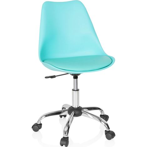 hjh OFFICE Chaise de Bureau Scandinave Fancy Pro Fauteuil Pivotant à roulettes, Hauteur Réglable, Turquoise 742009 (1/5)