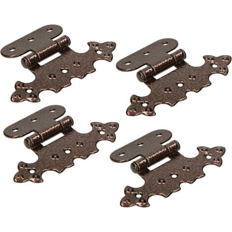 Lot de 4 charnières décoratives pour armoire asymétriques rétro en cuivre antique-NANOTEH (1/5)
