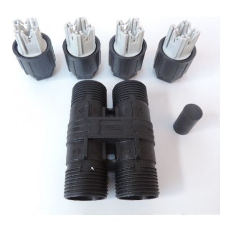 Répartiteur en H 3P+T pour câble Ø 9mm à 14 mm (1 à 2.5mm²) 20A noir raccord écrou QUICKON QPD H 3PE2.5 9-14 BK PHOENIX 1582148