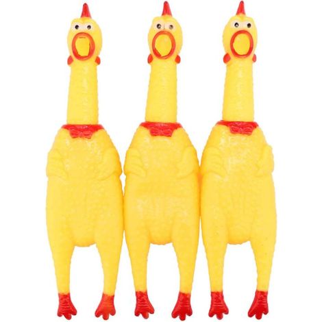 Jouets pour chiens en forme de poulet qui couinent, en caoutchouc durable, lot de 3 pour le plaisir de vos animaux de compagnie (1/4)