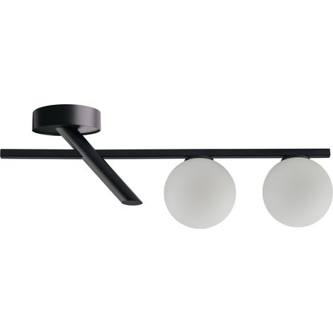 Plafonnier noir Zoe moderne 2 globes blancs G9 12W