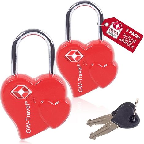 Cadenas Valise Avion, Petit Cadenas Cœur à Clé Rouge (1/5)