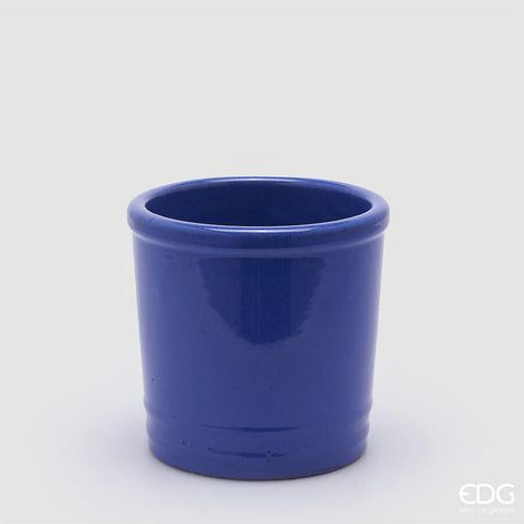 EDG, VASO GLAZE CILINDRO IN CERAMICA, BLU, VASI FIORIERE