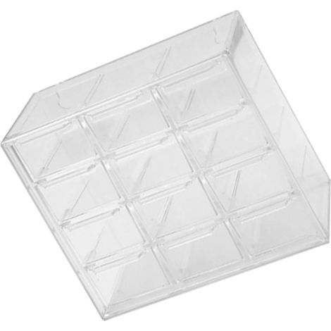 Miniatur-Aufbewahrungsbox mit neun Fächern, transparentes, staubdichtes Tischetui für Schmuck, Tageslinsen, farbige Kontaktlinsen, Box mit zwölf Fächern (1/5)