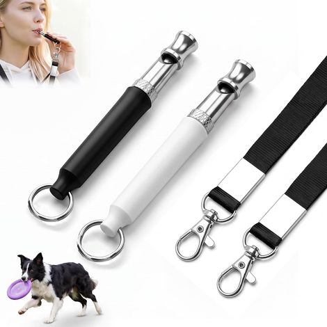 Sifflet pour Chien,Sifflet Chien Ultrason,Sifflet Dressage Chien, Sifflet Anti Aboiement, 2 Pièces avec Lanière, Fréquence Réglable, pour Rappel Chien, Chat, Pigeon, Noir et Blanc (1/5)