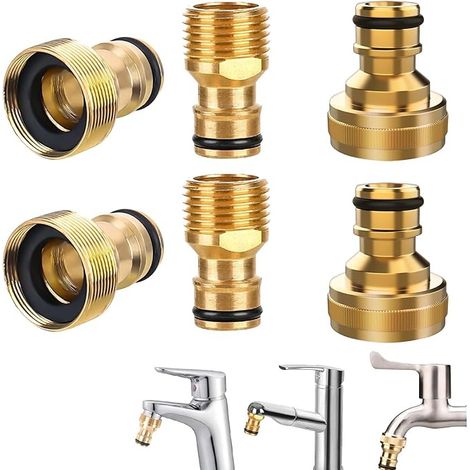 Adaptateur Robinet Tuyau Arrosage, Laiton Universelle Raccord de Robinet, Connecteurs de Robinet 2 en 1, 15/21 Raccord Tuyau d'Arrosage Adaptateur Robinet Cuisine pour Tuyau d'Arrosage (1/5)