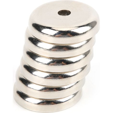 6 Aimants Ronds en Néodyme à Base Plate avec Alésage pour Forte Adhésion (1/5)