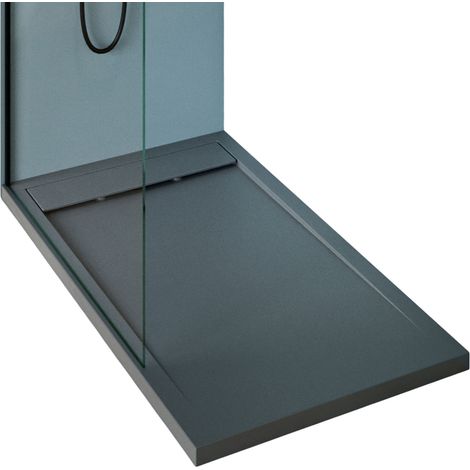 BERNSTEIN - Receveur de douche fonte minérale 160x90x4.5cm Anthracite mat + Bonde Dallmer, Bac douche antidérapant, Pente écoulement Avec système d'évacuation Dallmer Orio, Anthracite mat, 160x90cm