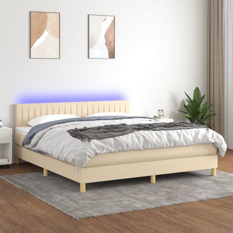 Boxspringbett mit Matratze & LED Creme 160x200 cm Stoff vidaXL (1/5)