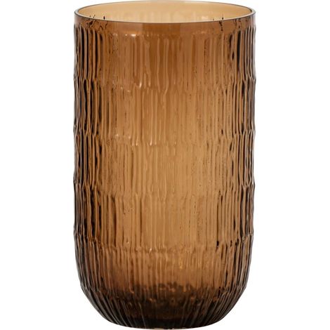 Vase Strié en Verre "Kyoto" 31cm Marron