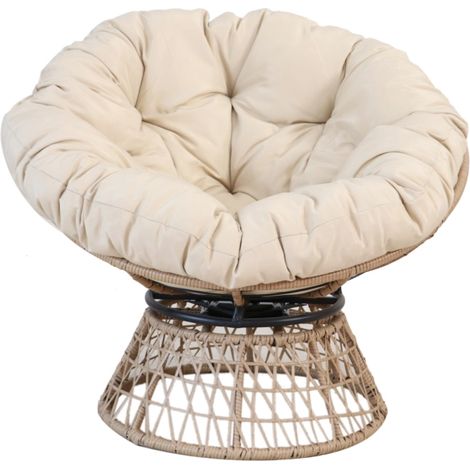 Garden Friend POLTRONA BORA BORA struttura in acciaio seduta in polyrattan naturale con cuscino beige (1/5)