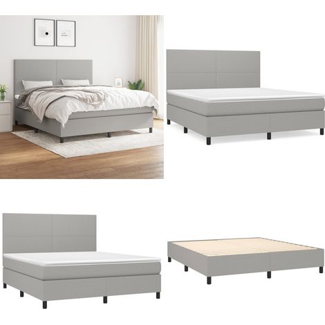 Boxspringbett mit Matratze Hellgrau 180x200 cm Stoff - Boxspringbett - Doppelbett - Schlafsystem - Bettrahmen - Matratze - Home & Living (1/5)