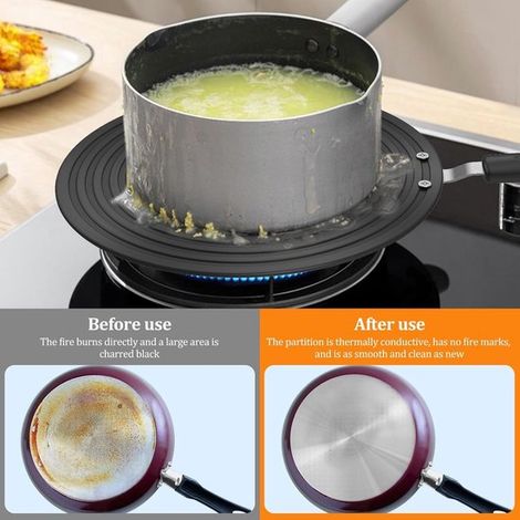 Adattatore - Piastra adattatrice a induzione 24 cm - Protezione/adattatore per piano cottura - Piastra diffusore di calore - Con maniglia - Diffusore per fornelli - Per proteggere pentole e padelle (1/4)