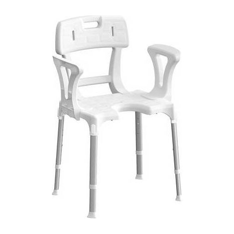 CHAISE DE DOUCHE AVEC ACCOUDOIRS ET DOSSIER RABATTABLES Dimensions : Blanc