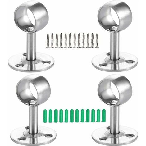 4Pcs Support pour Tringle à Rideau, Support de Tube Penderie, Support D'extrémité de Tige, Support de Tige de Suspension, pour Support de Garde-Robe, Tringle à Rideaux, Tringle à Vêtements (1/5)