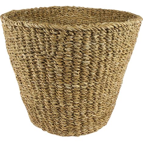 Panier Cache-pot en Jonc de Mer Tressé à la Main Marron Clair Naturel Taille L H26 x L30 cm - PANGIVO (1/5)