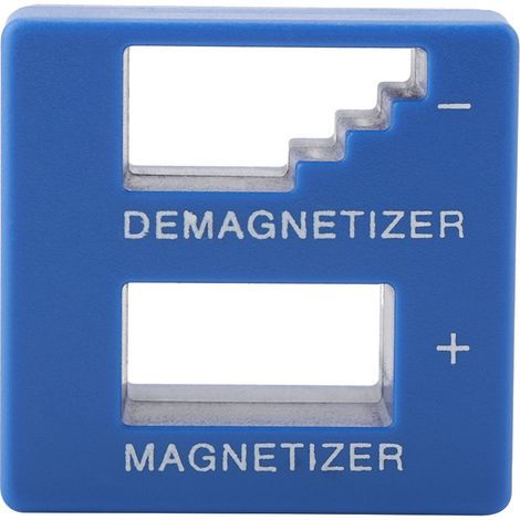 Herramienta magnetizadora/desmagnetizadora 2 en 1 para puntas de destornillador y piezas metálicas pequeñas, ABS azul, 5 cm, con función de magnetización/desmagnetización. (1/4)