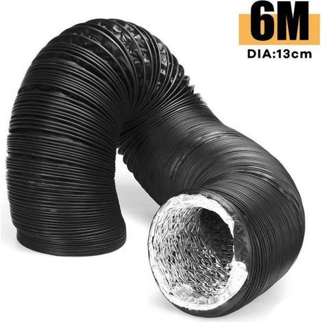Tuyau d'échappement flexible d'évacuation 13cm TEMPSA - PVC + Aluminium Foil - Noir (1/4)