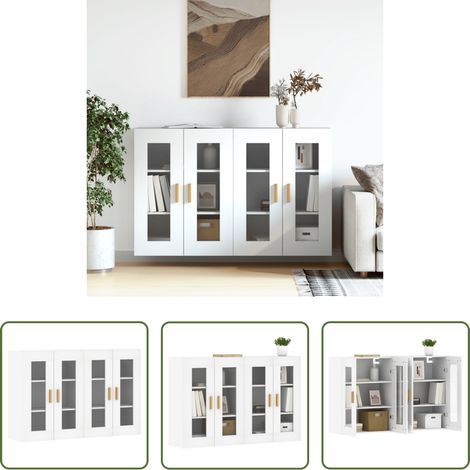 Holzschrank -  Wandschränke 2 Stk. Weiß Holzwerkstoff (1/5)