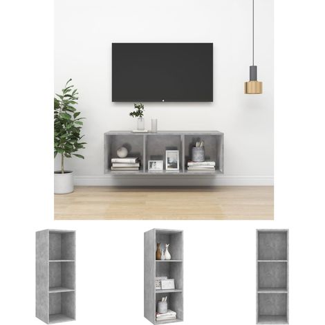 Betonfarbe - vidaXL TV-Wandschrank Betongrau 37x37x107 cm Holzwerkstoff - Stauraum (1/5)