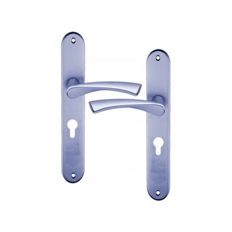 Ouvre&Déco – Poignée de porte d'entrée design en Aluminium anodisé inox mat velouté sur plaque Clé I entraxe 195 mm, MILANO