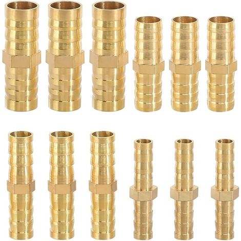 12 Pièces Raccord Durite Essence en Laiton, Tuyau Barbelé, Connecteur de Tuyau en Laiton (6/8/10/12 mm) (1/5)