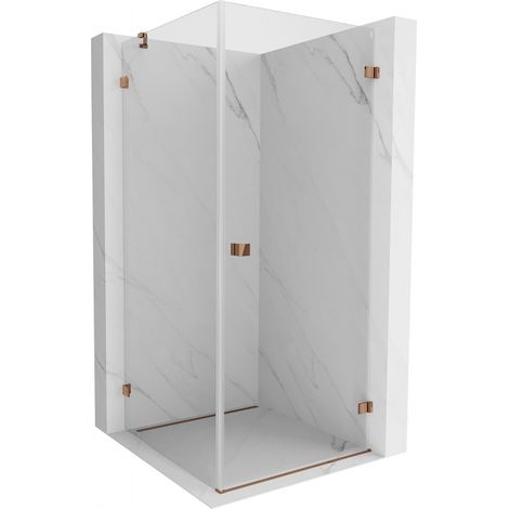 Mexen Lunar-B Duschkabine schwenkbar rechts 80 x 80 cm, transparent, Roségold - 832-080-080-60-00-P (1/5)