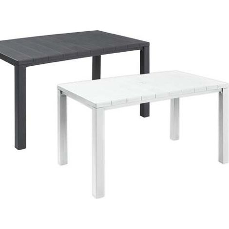 Keter – Table de jardin rectangulaire en résine plastique blanche 147x90 cm – Résistante aux intempéries et aux UV – Style moderne