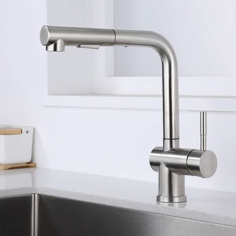 Pull-out kitchen faucet, kitchen sink faucet, kitchen sink faucet with 2 spray modes (1/5)