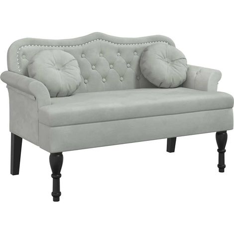 vidaXL Banco con cojines gris claro 120,5x65x75 cm terciopelo (1/2)