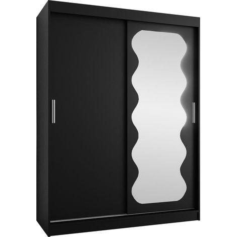 Armario Hartford 578, Negro, 200x150x62cm, Puertas de armario: Correderas, Número de estantes: 0