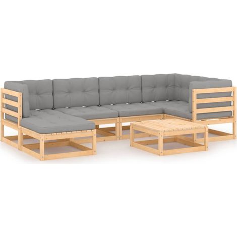 Maison Exclusive - Set Salotto Giardino 7 pz Cuscini Antracite Legno Massello Pino (1/5)