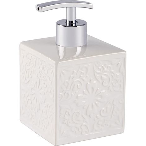 WENKO Dispenser sapone Cordoba bianco ceramica Capacità: 0.5 l, Ceramica, 8.5 x 13 x 8.5 cm, Bianco (1/5)