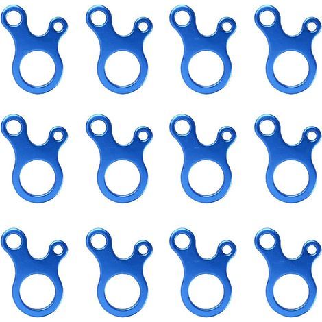 Juego de 12 tensores de tienda de campaña de aleación de aluminio ligero para camping, toldos, senderismo y escalada (azul, forma de caracol) - 12 piezas (1/5)