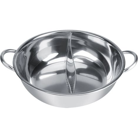 Fondue Chinoise, Hot Pot à Deux Saveurs en Acier Inoxydable Cuisinière à Induction, Four à Gaz, Four Électrique Plaque Vitrocéramique, etc(27cm) (1/5)