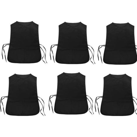 Tabliers sans manches - Lot de 6 - Unisexes - 3 poches - Cuisine - Restauration - Barbecue - Peinture - Bricolage (1/5)